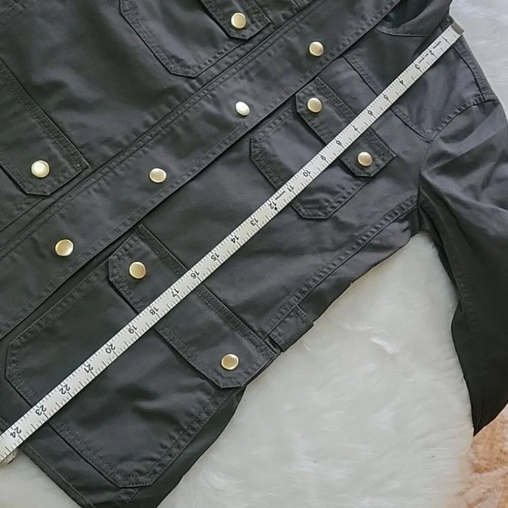 J.CREW Army‎ Green Gold Snap Full Zip Lightweight Field Barn Preppy Jacket XXS